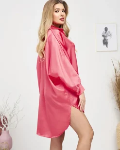 Best Koralowa damska tunika typu koszula Bluzki / Koszule / Koszulki