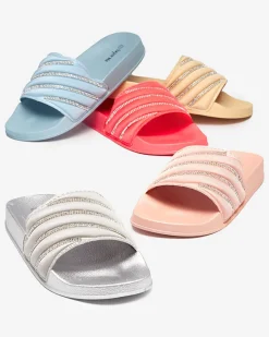 New owe damskie klapki z cyrkoniami Mytaris Klapki Basenowe|Klapki Płaskie