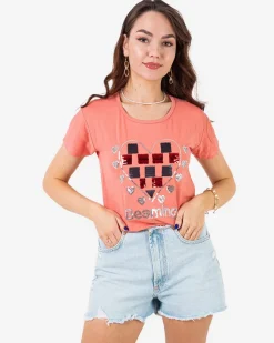 Clearance owy damski t-shirt z printem Bluzki / Koszule / Koszulki