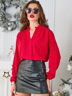 Online Koszula damska z cyrkoniami Bluzki / Koszule / Koszulki