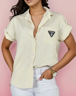 New Koszula damska w paski z kokardą Bluzki / Koszule / Koszulki