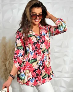 Online Koszula damska w kwiaty Bluzki / Koszule / Koszulki