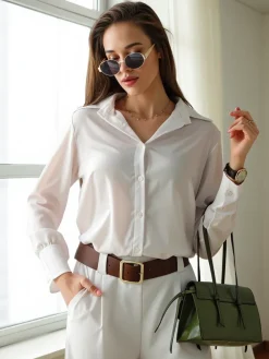 Online Koszula damska a'la satynowa Bluzki / Koszule / Koszulki