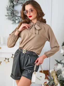 Online Koszula damska z cyrkoniami Bluzki / Koszule / Koszulki