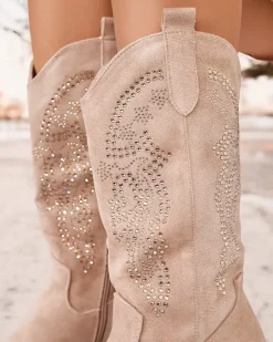 New Kowbojki damskie na obcasie Kellib Kozaki Na Obcasie|Botki Z Delikatnym Ociepleniem