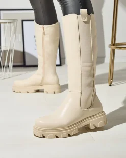 Online owe damskie kozaki do połowy łydki Vebissa Kozaki Na Płaskim Obcasie|Kozaki Bez Ocieplenia