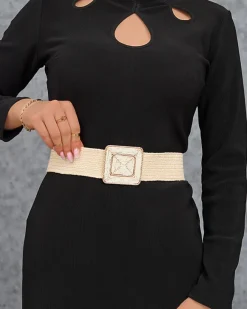 Online owy pleciony elastyczny pasek damski Damskie Paski