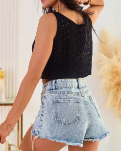 Discount Krótki damski koronkowy top Bluzki / Koszule / Koszulki
