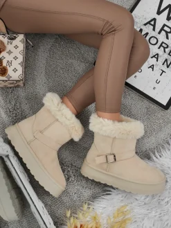 Hot Krótkie buty a'la śniegowce damskie Myrelle Śniegowce|Botki Na Platformie