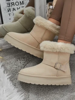 Hot Krótkie buty a'la śniegowce damskie Myrelle Śniegowce|Botki Na Platformie