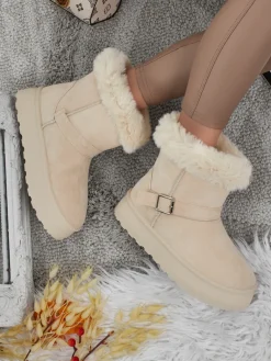 Hot Krótkie buty a'la śniegowce damskie Myrelle Śniegowce|Botki Na Platformie