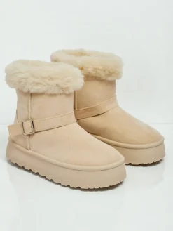 Hot Krótkie buty a'la śniegowce damskie Myrelle Śniegowce|Botki Na Platformie