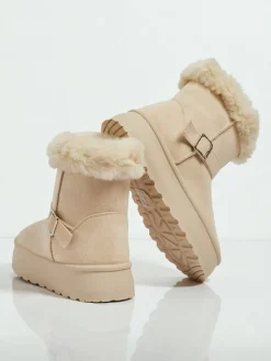 Hot Krótkie buty a'la śniegowce damskie Myrelle Śniegowce|Botki Na Platformie