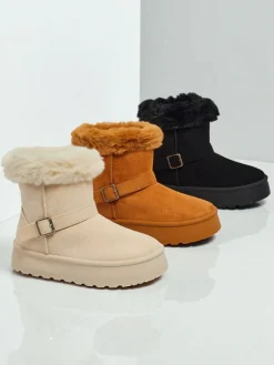 Hot Krótkie buty a'la śniegowce damskie Myrelle Śniegowce|Botki Na Platformie