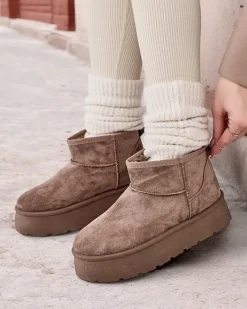 Hot Krótkie buty a'la śniegowce damskie Hawanni Śniegowce|Botki Na Platformie