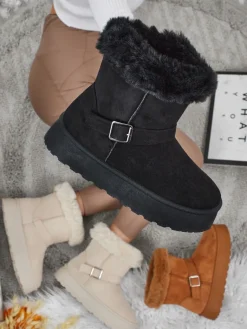 Krótkie buty a'la śniegowce damskie Myrelle Śniegowce|Botki Na Platformie