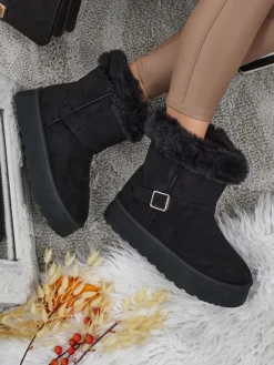 Krótkie buty a'la śniegowce damskie Myrelle Śniegowce|Botki Na Platformie