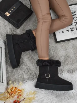 Krótkie buty a'la śniegowce damskie Myrelle Śniegowce|Botki Na Platformie