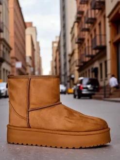 New Krótkie buty a'la śniegowce damskie Eforte Śniegowce|Botki Na Platformie