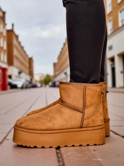 New Krótkie buty a'la śniegowce damskie Eforte Śniegowce|Botki Na Platformie