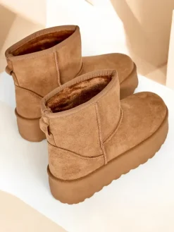 New Krótkie buty a'la śniegowce damskie Eforte Śniegowce|Botki Na Platformie