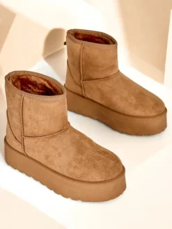 New Krótkie buty a'la śniegowce damskie Eforte Śniegowce|Botki Na Platformie