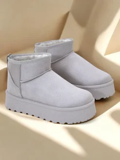 New Krótkie buty a'la śniegowce damskie Fofio Śniegowce|Botki Na Platformie