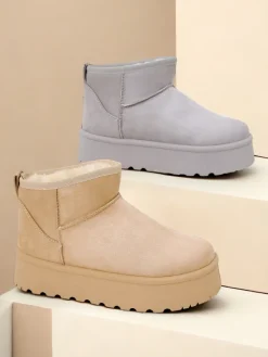 New Krótkie buty a'la śniegowce damskie Fofio Śniegowce|Botki Na Platformie