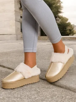 Hot Krótkie buty a'la śniegowce bez pięty damskie Ebiz Śniegowce|Botki Z Delikatnym Ociepleniem