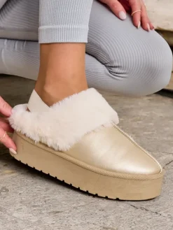 Hot Krótkie buty a'la śniegowce bez pięty damskie Ebiz Śniegowce|Botki Z Delikatnym Ociepleniem