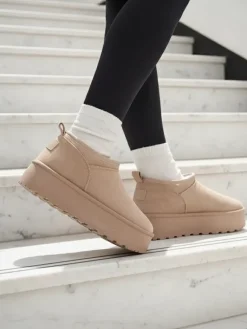 New Krótkie buty a'la śniegowce damskie Ozozi Śniegowce|Botki Z Delikatnym Ociepleniem