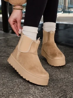 Clearance Krótkie buty a'la śniegowce damskie Vierris Śniegowce|Botki Na Platformie