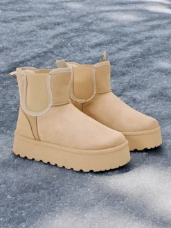 Clearance Krótkie buty a'la śniegowce damskie Vierris Śniegowce|Botki Na Platformie