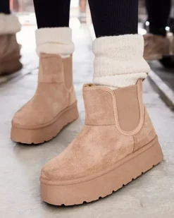 New Krótkie buty a'la śniegowce damskie Nomas Śniegowce|Botki Na Platformie