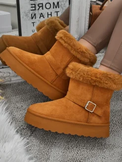 New Krótkie buty a'la śniegowce damskie Myrelle Śniegowce|Botki Na Platformie