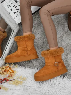 New Krótkie buty a'la śniegowce damskie Myrelle Śniegowce|Botki Na Platformie