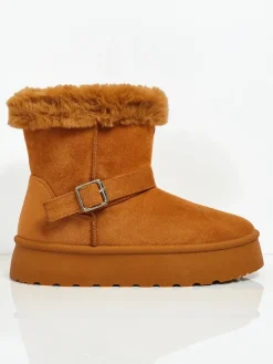 New Krótkie buty a'la śniegowce damskie Myrelle Śniegowce|Botki Na Platformie