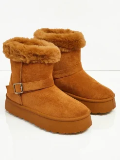 New Krótkie buty a'la śniegowce damskie Myrelle Śniegowce|Botki Na Platformie