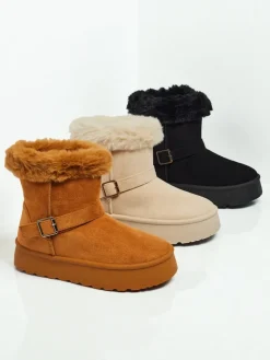 New Krótkie buty a'la śniegowce damskie Myrelle Śniegowce|Botki Na Platformie