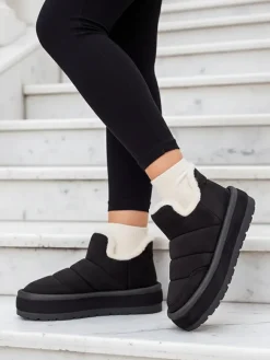 New Krótkie buty a'la śniegowce damskie Zoeno Śniegowce|Botki Na Platformie