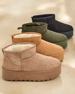 Hot Krótkie buty a'la śniegowce damskie Havale Śniegowce|Botki Na Platformie