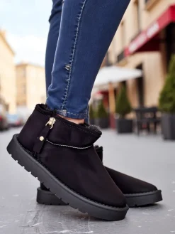 New Krótkie buty a'la śniegowce damskie Fefoz Śniegowce|Botki Na Platformie