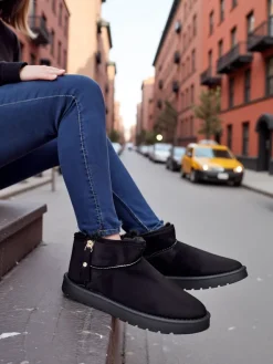 New Krótkie buty a'la śniegowce damskie Fefoz Śniegowce|Botki Na Platformie