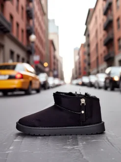 New Krótkie buty a'la śniegowce damskie Fefoz Śniegowce|Botki Na Platformie