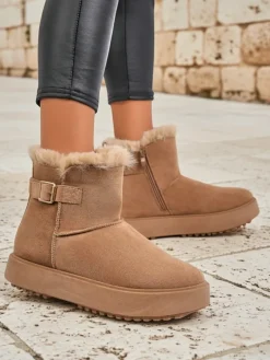 Sale Krótkie buty a'la śniegowce damskie Winter Crest Śniegowce|Botki Na Platformie