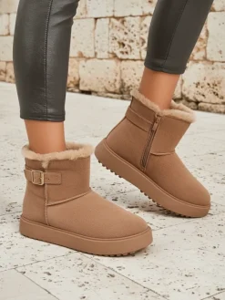 Sale Krótkie buty a'la śniegowce damskie Winter Crest Śniegowce|Botki Na Platformie