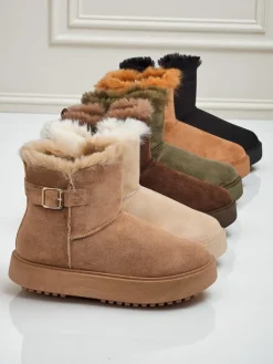 New Krótkie buty a'la śniegowce damskie Winter Crest Śniegowce|Botki Na Platformie