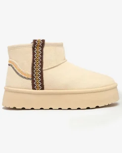 Clearance Krótkie damskie buty a'la śniegowce z ozdobą Erititta Śniegowce|Botki Z Delikatnym Ociepleniem