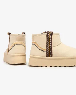 Clearance Krótkie damskie buty a'la śniegowce z ozdobą Erititta Śniegowce|Botki Z Delikatnym Ociepleniem