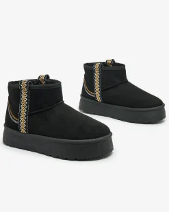 New Krótkie damskie buty a'la śniegowce z ozdobą Erititta Śniegowce|Botki Z Delikatnym Ociepleniem